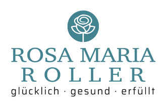 Logo von Coach und Heilpraktikerin Rosa Maria Roller und ihr Motto: glücklich, gesund und erfüllt 