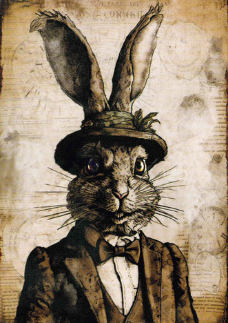 Kunstdruck mit Hase und Uhr - Tattoo Art von Heymkinder aus Erfurt