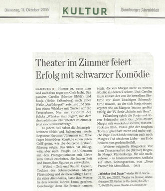 "Whiskey and Sugar" im Theater im Zimmer - Presseartikel Hamburger Abendblatt