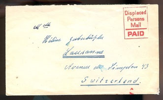 Lagerpost - portofrei in der britischen Zone:  Brief mit Rechteckstempel in rot "Displaced Persons Mail / PAID"