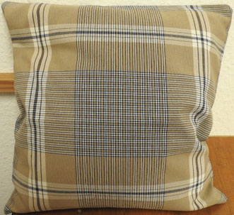 Kissenbezug blau-beige Karos