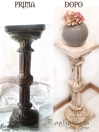 come anticare un portavaso a colonna in stile shabby chic