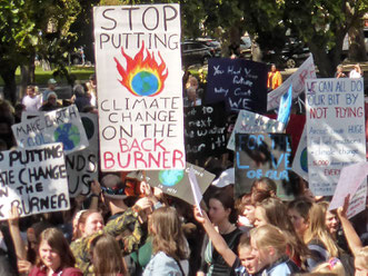 Protest banners and signs