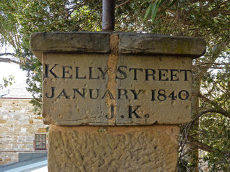 Stone sign at the top of Kelly Steps, Hobart