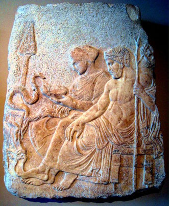 Asklepios und Hygieia. Weiherelief 5. Jh. v. Chr.