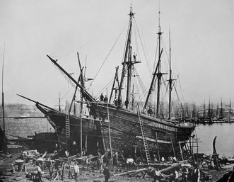 Reiherstiegwerft um 1865. Fotografie von Carl Höge