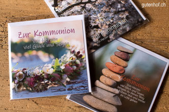 Kommunion, Erstkommunion, Glückwunschkarten, Karten, Weisser Sonntag, Spruch Kommunion, kindgerecht, Glückwünsche Kommunion, nachhaltige Produktion, regional, Schweiz, quadratische Karten 