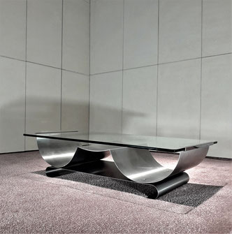 Michel Boyer  "X" Series Low Table  Stainless Steel  France, 1968