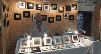 Mes tableaux petits formats de marqueterie de bois au salon de la création 2025 à Honfleur . 