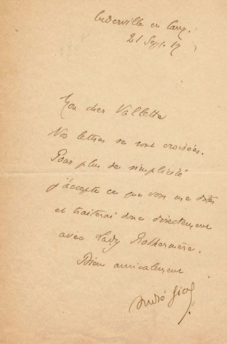 André Gide, lettre autographe signée adressée à Alfred Valette