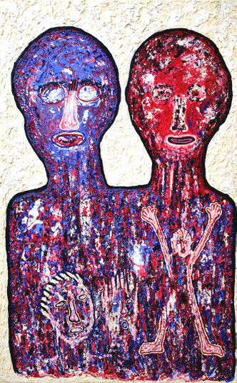 Moi et Toi 4: Acryl und Spachtelmasse auf Leinwand, 80 x 50 cm, 2023