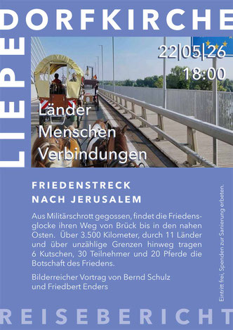 Vortrag: Friedenstreck nach Jerusalem - 22. Mai, 18 Uhr - Dorfkirche Liepe