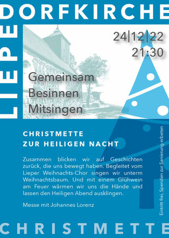 Christmette zur heiligen Nacht in der Dorfkirche Liepe - 24.12., 21:30 Uhr, Singen unterm Weihnachtsbaum, Gemeinsames Besinnen und Wärmen am Feuer mit Glühwein in der Hand