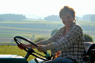 Heuen vor der Kulisse Lindenberg auf dem Bührer.