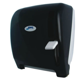 Despachador / Dispensador de toalla en rollo palanca AG24100 Color: Humo con base blanca Dimensiones en milímetros: Alto: 366 Largo: 307 Ancho: 265 Capacidad: 1 rollo de 8” / 20.3 cm Contenido por caja: 1 pieza