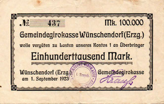 Bild: Wünschendorf Erzgebirge Notgeld 1923