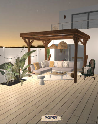 Aménagement terrasse / jardin 3D conception décoratrice intérieur architecture bordeaux bassin d'arcachon
