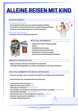 Checkliste: alleine reisen mit Kind