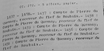 Répertoire des Archives Municipal de Roubaix par Th. LEURIDAN : CC 272