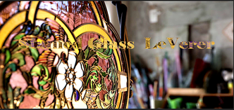 Stained glass artwork by LeVerre with floral motif, exhibited at the Taiwan Art Museum