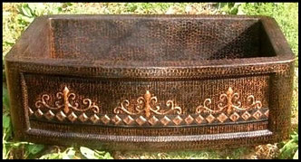 Fleur de Lis Design Copper Sink
