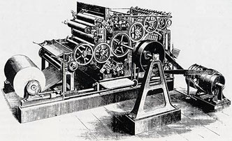 Presse rotative à journaux en 1873