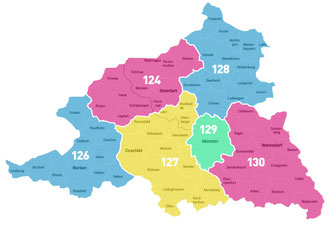 Das Münsterland besteht zur Bundestagswahl 2017 aus sechs Wahlkreisen.