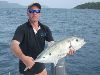 Seychelles fishing Trevally spinning catch