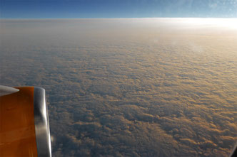 Dawn over the clouds above Iceland