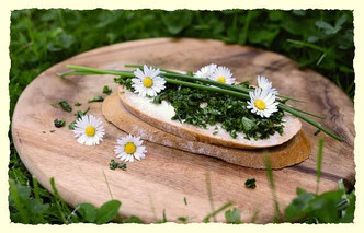 Gänseblümchen auf Butterbrot und zum Räuchern
