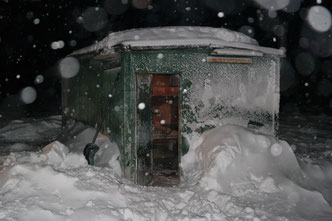 the famous green shack, a survival shelter up in the chilkat pass in canada bc