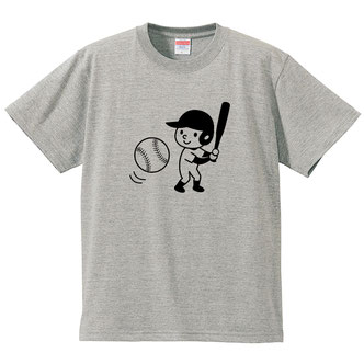 ソフトボール野球のイラストTシャツデザイン男の子バットスポーツ