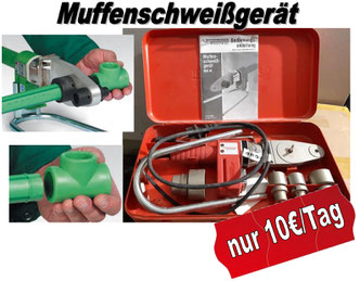 Muffenschweißgerät Wasserleitung PP verbinden Schweißspiegel mieten ausleihen