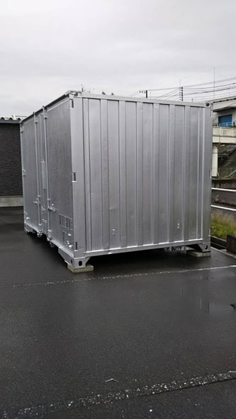 愛知県瀬戸市岐阜県御嵩町 中古コンテナ12ft内装化粧貼り仕様シルバー塗装設置