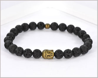 Edelstein Armband Mann mit Lava und Buddha