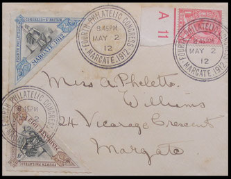 A cover used at the 1912 Fourth Philatelic Congress in Margate, Kent.