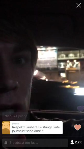„Respekt! Saubere Leistung!" – Screenshot: Daniel Cremer/BILD (@danielc_bildde) auf Periscope