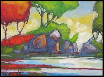Promenade au parc 12x16 huile sur toile