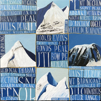 'Southern Alps', 35 x35 cm oil on board, 2025