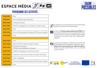 Aperçu du programme de l'Espace Média du Salon des Possibles