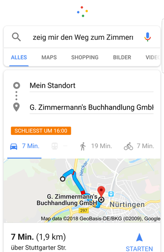Beispiel für Wegbeschreibung mittels digitalem Assistenten