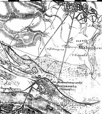 Мануйловка на карте 1850 года