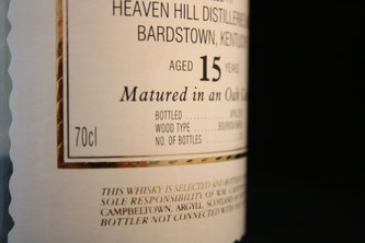 Heaven Hill 15 Jahre William Cadenhead's Etikett