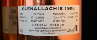 Glenallachie 1996 / 2017 Signatory Vintage Etikett