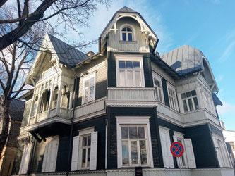Wooden mansion on Ķipsala Island in Riga, Latvia
