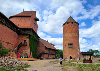 Walls and tower of Turaida Castle in Sigulda, Latvia