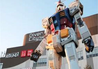 Das Modell eines Gundam-Roboters in Originalgröße in Odaiba, Tokio. (Foto: Thidarii / Shutterstock)