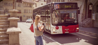 Sinnbild. Ortsbus für Düdingen Copyright: TPF ¦ Marcel Kultscher et Claudine Garcia