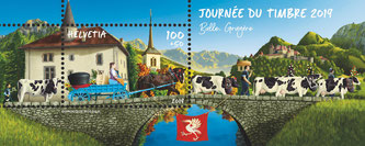 Sonderblock Journée du timbre 2019 zum Tag der Briefmarke von Dominique Rossier  Bildquelle: post.ch