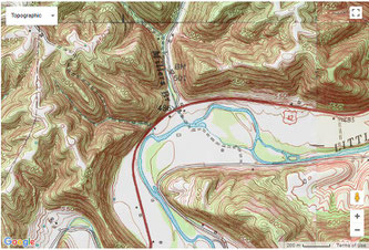 Topo map of Miller's Branch, Trimble County, Google Maps
